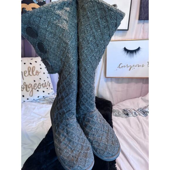 UGG Classic cardy lattice knit knee high sweater boot in dark grey sz 10/41 - Picture 4 of 11